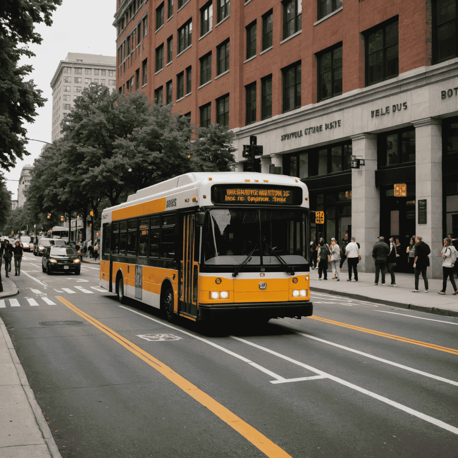 Washington D.C. Metrobus stopping at a busy street corner