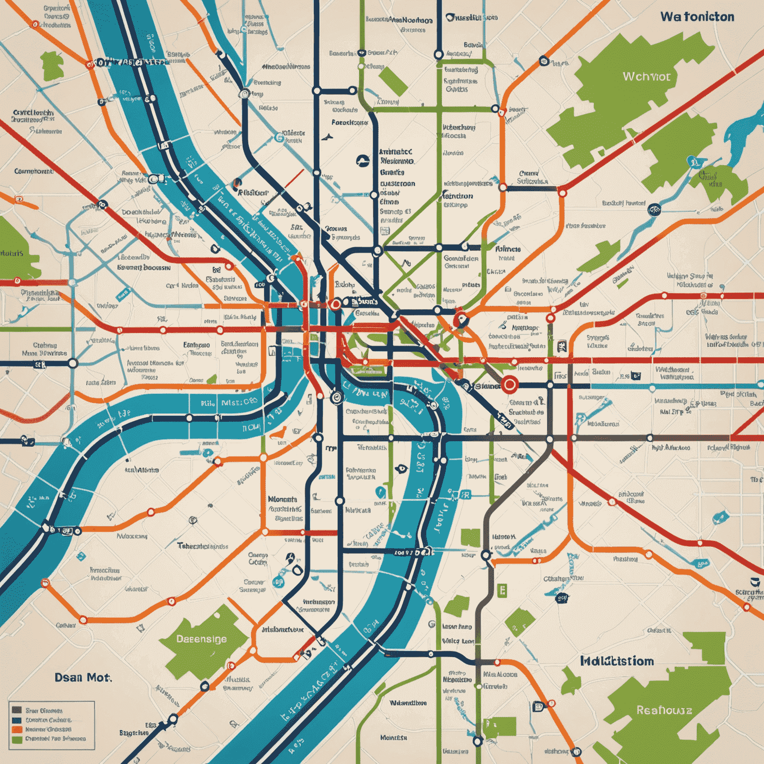 Washington D.C. Metro map with highlighted popular tourist destinations