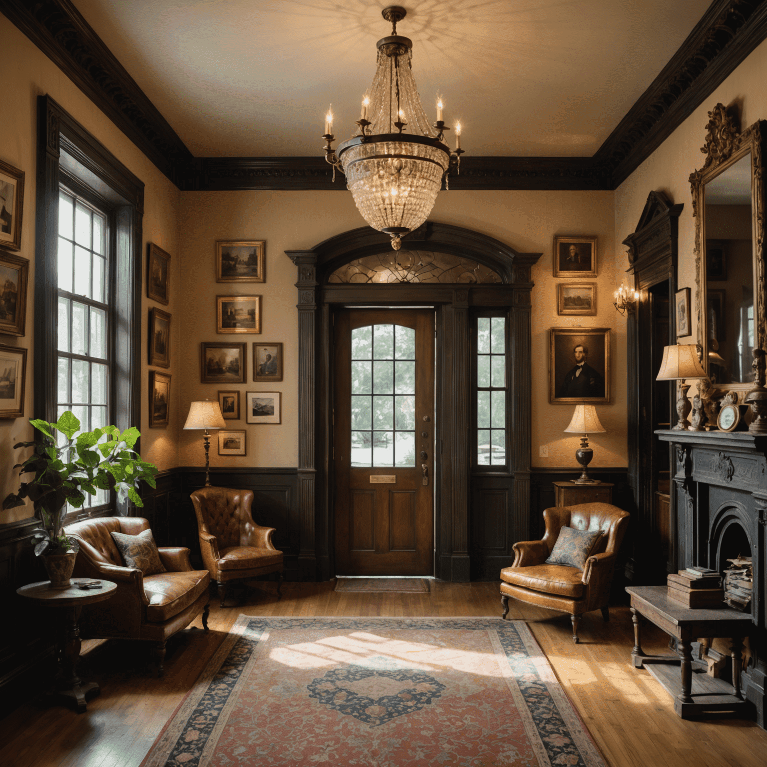 Eclectic interior of the Mansion on O Street, showcasing vintage decor and hidden doorways